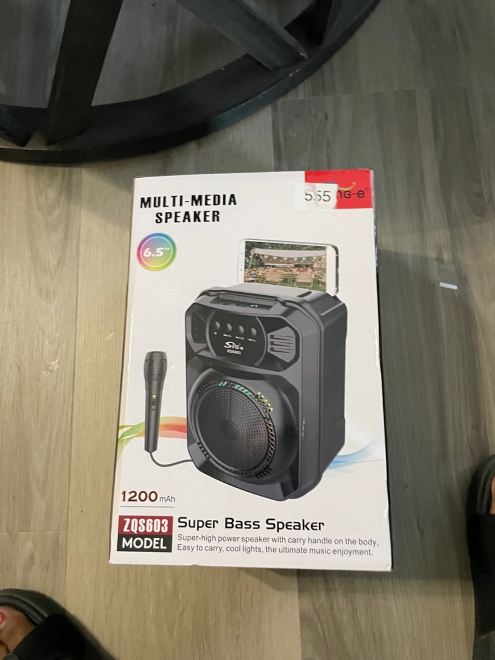 Super Bass Portable Speaker with Microphone - Black